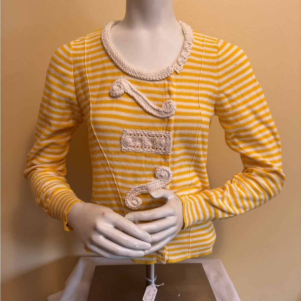 Anthropologie Sparrow Yellow Striped Cardigan Size M